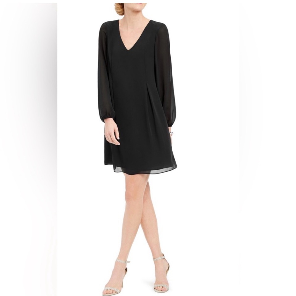 NWOT INC  Black Long Sleeve Swing Mini Dress with Back Bow Detail